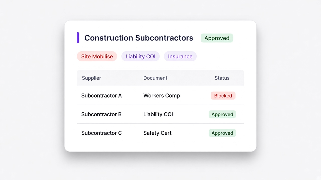 Construction subcontractors blocked until insurance clears