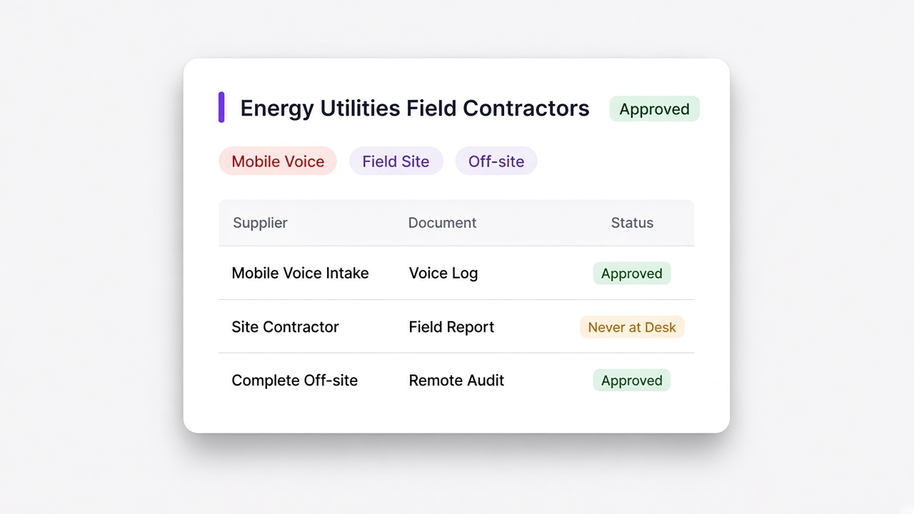 Site-specific contractor requirements recorded per location