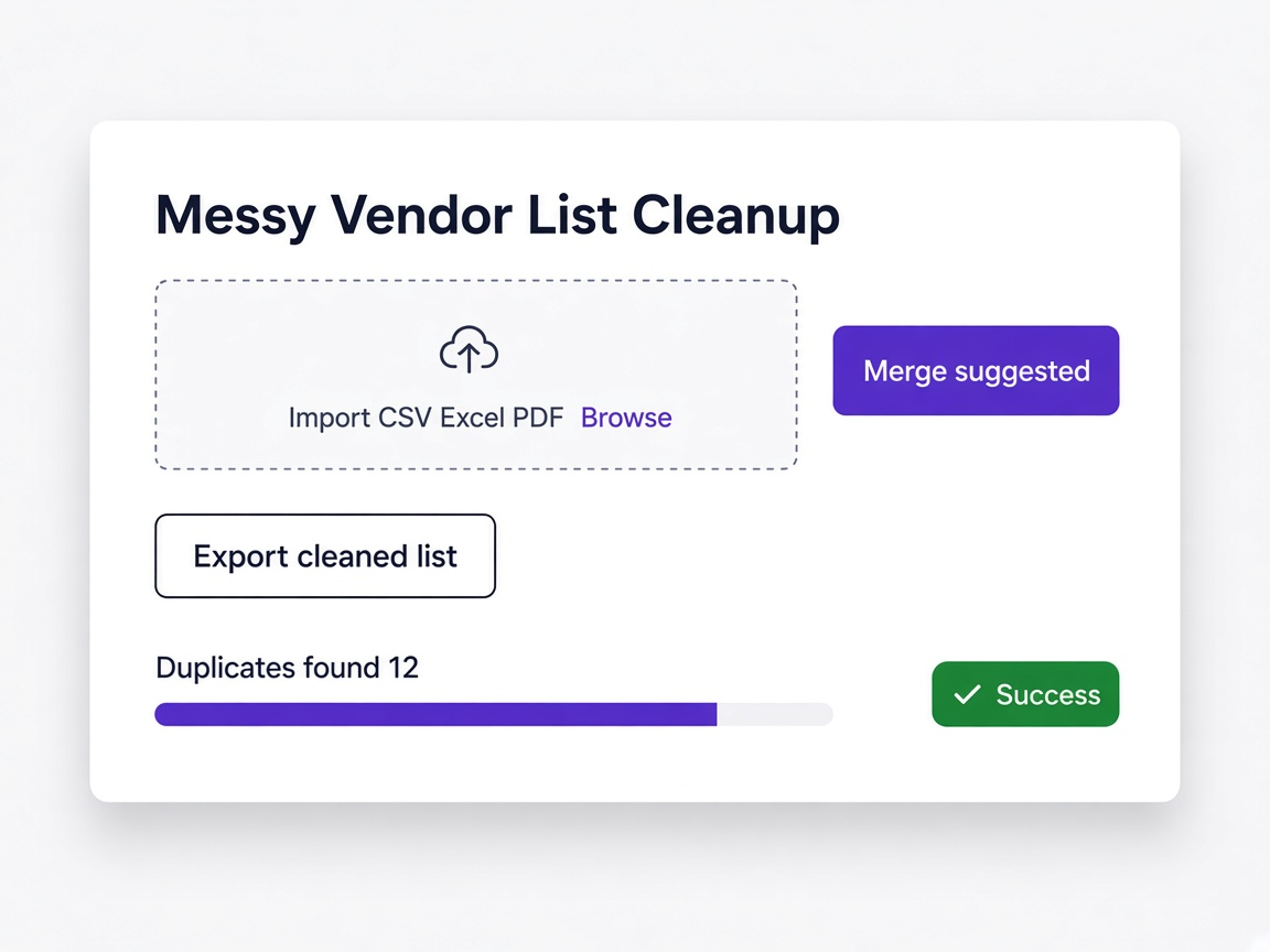 Import a messy vendor list with duplicate detection