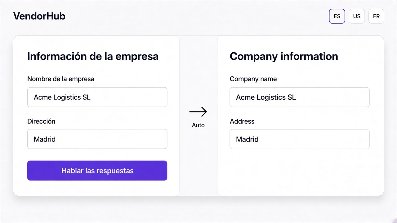 Supplier works in their language; team reads English automatically