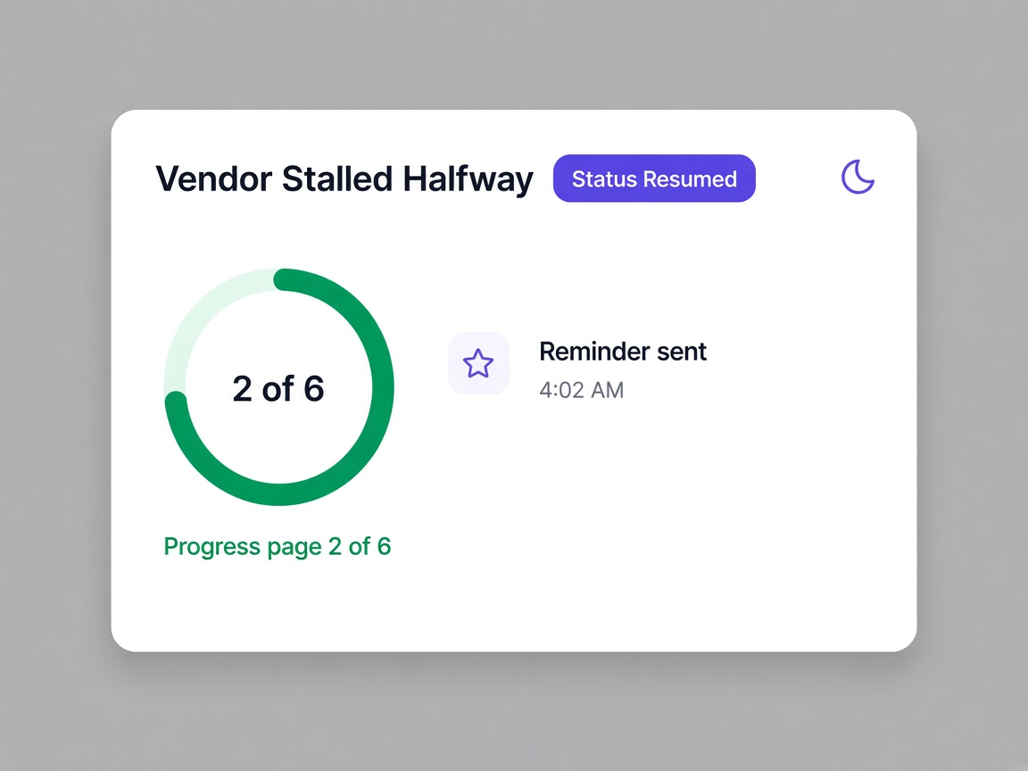 Automatic reminder when a vendor stalls halfway