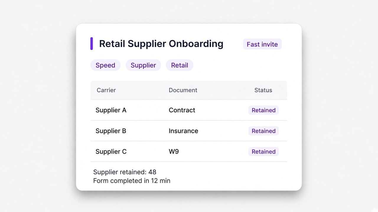 Retail supplier onboarding at speed